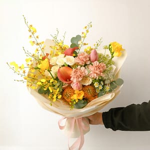 Orange Calla Lily and Peach Tulip -Lyra