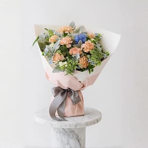 Caramel Carnation with Mini Blue Delphinium - Ellie