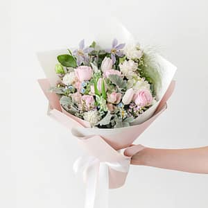 Pink roses and pink tulips - Faye
